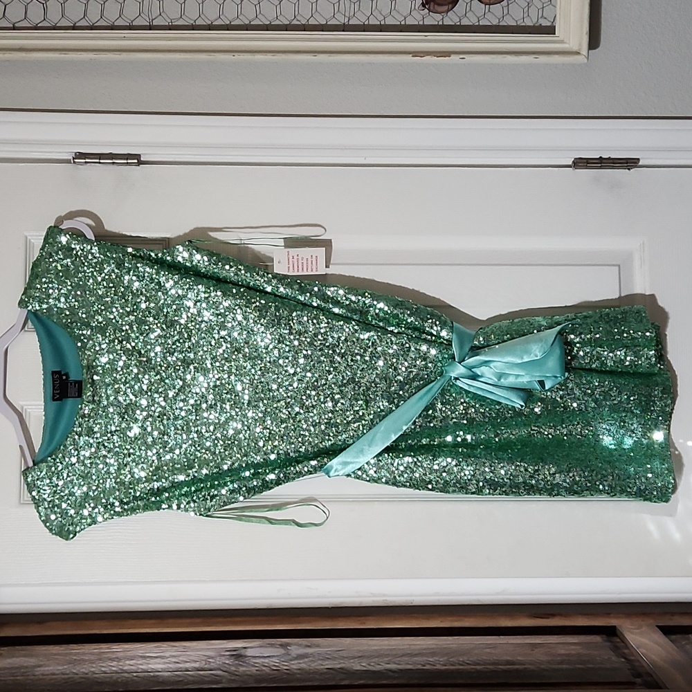 Sparkly green party dress
